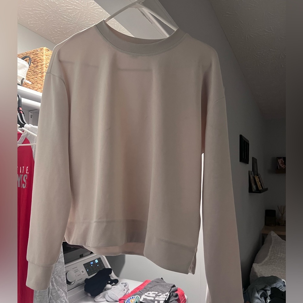 ATHLETA Seasoft Crewneck Sweatshirt Bone  Size Medium M EUC - Picture 6 of 8